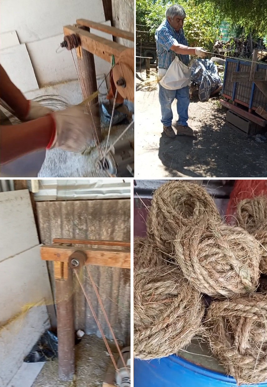 Hilado de hebras de pita